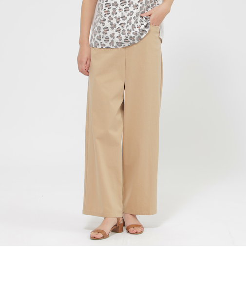 【カタログ掲載品】【ウォッシャブル】コットン麻ブレンドストレッチワイドストレートパンツ