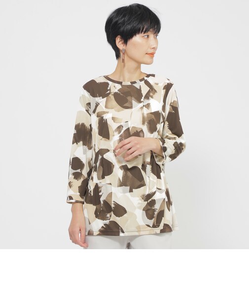 【接触冷感】【UV対策】【ウォッシャブル】ペイントドットプルオーバーカットソー