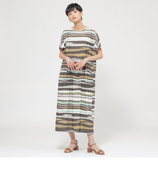 【カタログ掲載品】【接触冷感】【UV対策】【ウォッシャブル】コンチェロアニマルボーダーワンピース