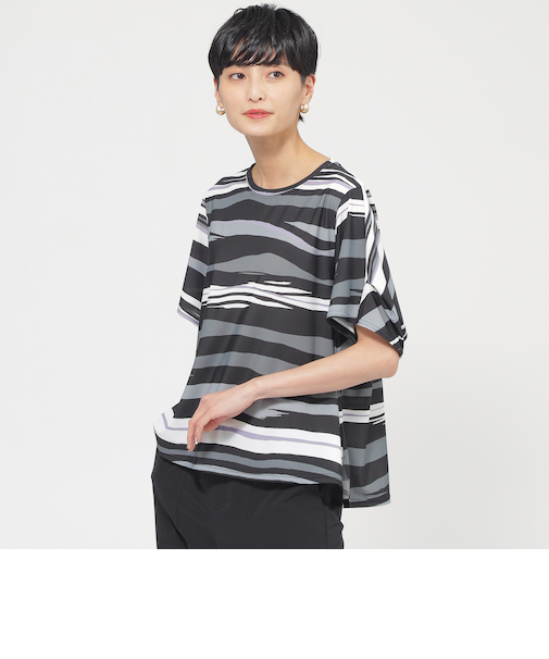 【カタログ掲載品】【接触冷感】【UV対策】【ウォッシャブル】コンチェロアニマルボーダーカットソー
