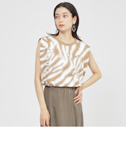 【カタログ掲載品】【ウォッシャブル】アニマルカットジャカードノースリーブカットソー