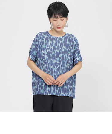 【接触冷感】【ウォシャブル】クールレオパードカットソー