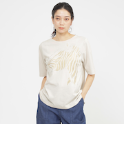 【SANYO Style EDITION掲載】【接触冷感】【ウォッシャブル】メタリックゼブラプリントカットソー