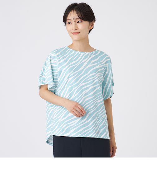 【ウォッシャブル】フローゼブラグリッタープリントカットソー