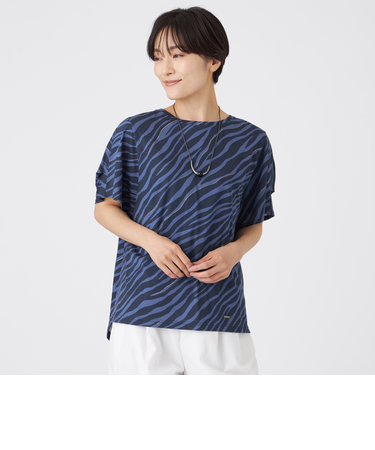 【ウォッシャブル】フローゼブラグリッタープリントカットソー