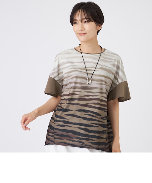 トップス ゼブラ 接触冷感】【ウォッシャブル】グラデーションゼブラカットソー