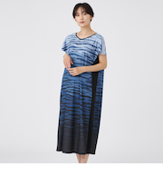 【接触冷感】【ウォッシャブル】グラデーションゼブラワンピース