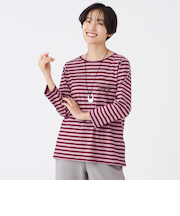 【接触冷感】【マシンウォッシャブル】エンブロイダリーボーダーカットソー