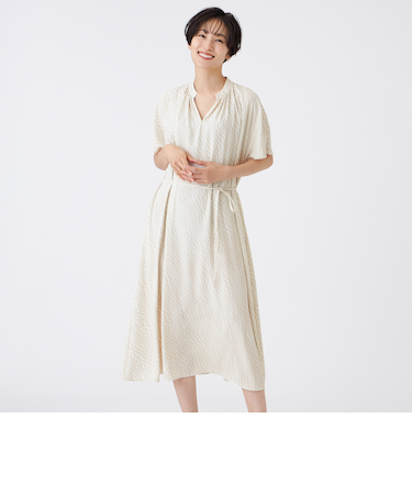 【吸水速乾】【マシンウォッシャブル】ジオメトリックゼブラプリントワンピース