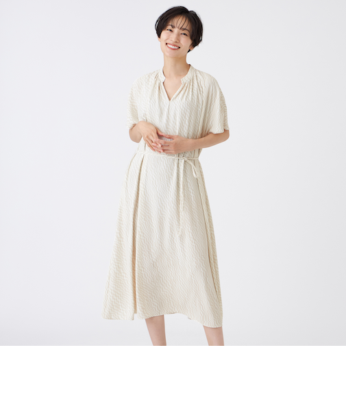 【吸水速乾】【マシンウォッシャブル】ジオメトリックゼブラプリントワンピース