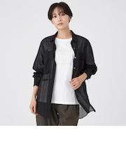 【接触冷感】【ウォッシャブル】シアーボイルロングシャツ