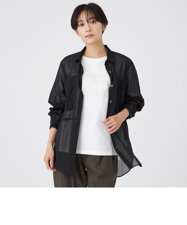 【接触冷感】【ウォッシャブル】シアーボイルロングシャツ