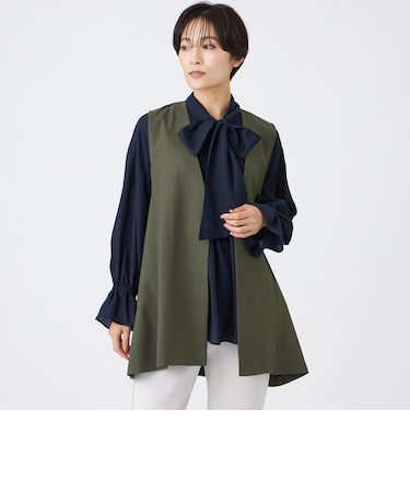 【吸水速乾】【遮熱】【着用じわ防止】【ストレッチ性】ドライメランジフレアジレ