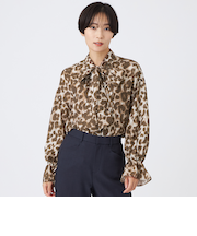 【カタログ掲載品】【マシンウォッシャブル】パンサープリントボウタイブラウス