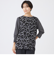 【ウォッシャブル】ジオメトリックパンサーカットソー