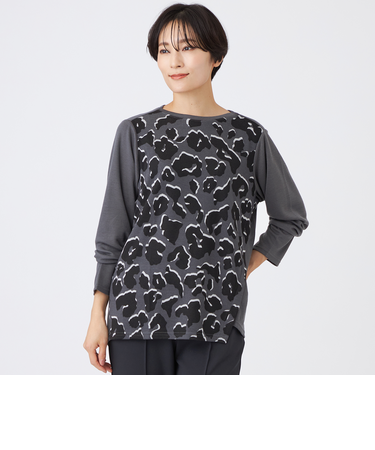 【ウォッシャブル】ジオメトリックパンサーカットソー