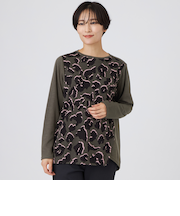 【ウォッシャブル】ジオメトリックパンサーカットソー