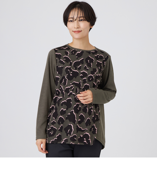 【ウォッシャブル】ジオメトリックパンサーカットソー