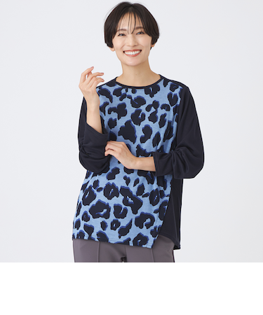 【ウォッシャブル】ジオメトリックパンサーカットソー