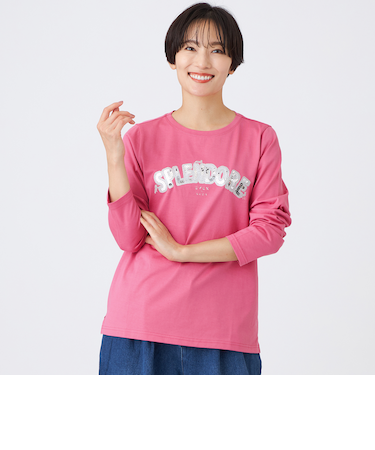 【カタログ掲載品】【ウォッシャブル】スパンコールロゴプルオーバーカットソー