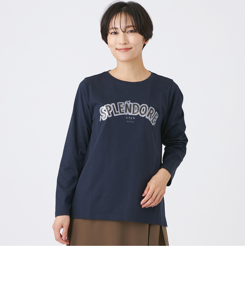 【カタログ掲載品】【ウォッシャブル】スパンコールロゴプルオーバーカットソー