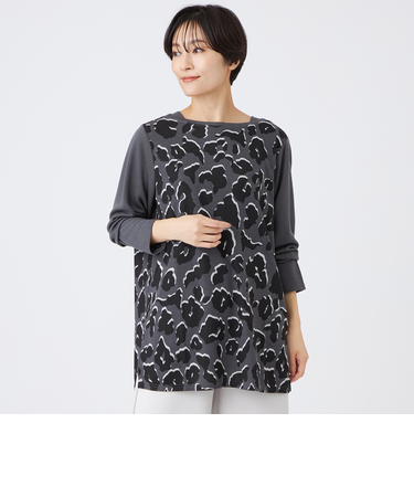 【ウォッシャブル】ジオメトリックパンサーチュニックカットソー