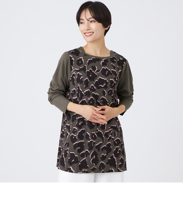 【ウォッシャブル】ジオメトリックパンサーチュニックカットソー