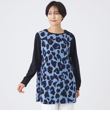 【ウォッシャブル】ジオメトリックパンサーチュニックカットソー