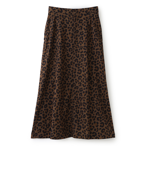 【マシンウォッシャブル】パンサープリントフレアスカート