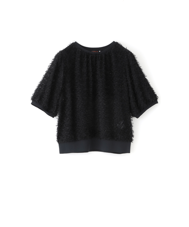 【ウォッシャブル】ラメカットジャカードコンビプルオーバー