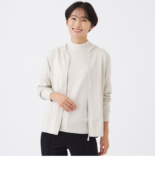 【カタログ掲載】【ウォッシャブル】ラメハイゲージニットパーカー