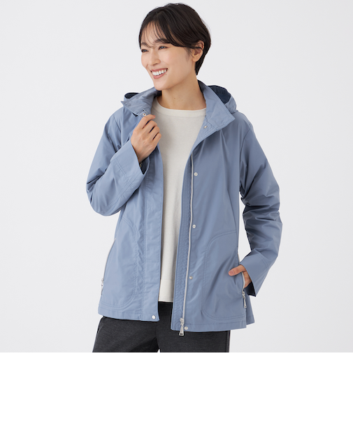 【カタログ掲載】【はっ水・マシンウォッシャブル】グレイスメモリーフーデッドブルゾン