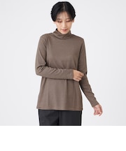 【ウォッシャブル】ハーフミラノリブボーダーハイネックプルオーバー