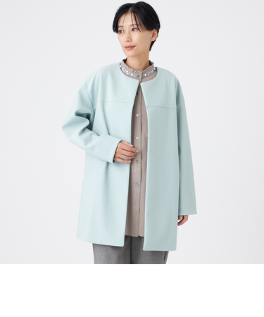 【カタログ掲載】【ウォッシャブル】ウールライクジャージ―ノーカラーコーディガン