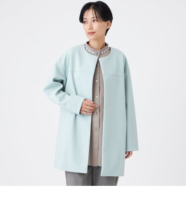 【カタログ掲載】【ウォッシャブル】ウールライクジャージ―ノーカラーコーディガン