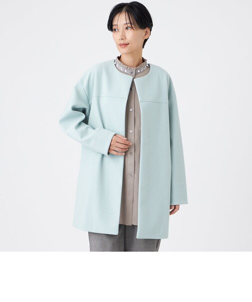 【カタログ掲載】【ウォッシャブル】ウールライクジャージ―ノーカラーコーディガン