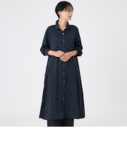 【マシンウォッシャブル】【放電テープ付き】フィブリルライクサテンシャツワンピース