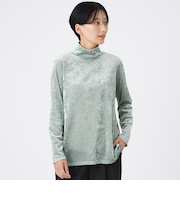 【マシンウォッシャブル】メッシュベロアハイネックプルオーバー