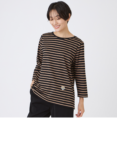 【ウォッシャブル】タイガーパッチボーダーカットソー