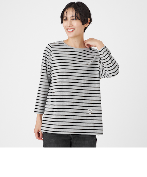 【ウォッシャブル】タイガーパッチボーダーカットソー