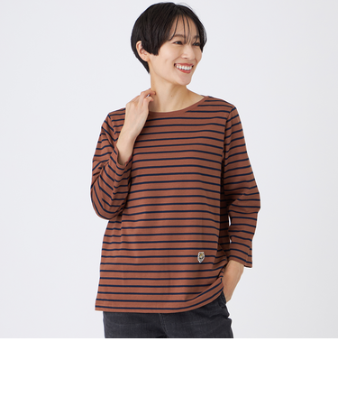 【ウォッシャブル】タイガーパッチボーダーカットソー