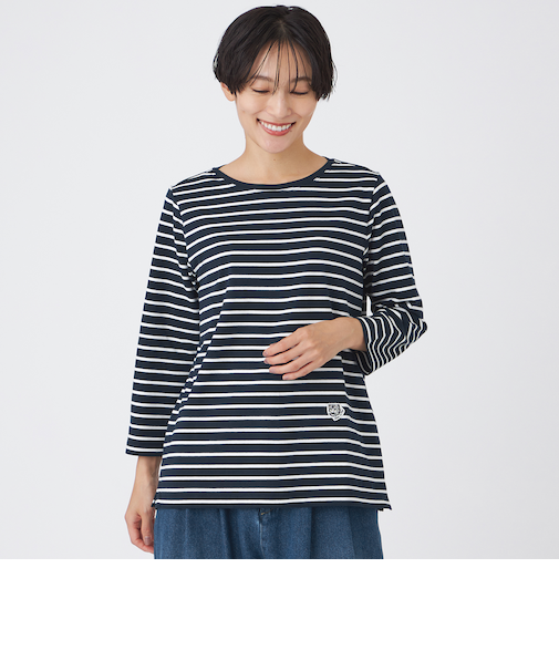 【ウォッシャブル】タイガーパッチボーダーカットソー