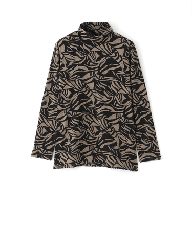 【ウォッシャブル】タイガープリントハイネックカットソー