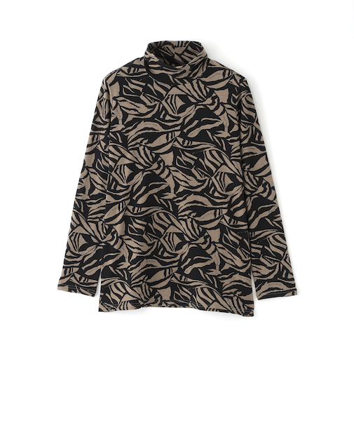 【ウォッシャブル】タイガープリントハイネックカットソー