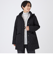 【光・遠赤外線吸収発熱】【マシンウォッシャブル】ダイヤキルトフーデッドコート