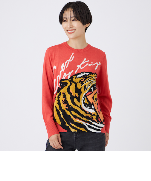 【カタログ掲載】【ウォッシャブル】イニシャルタイガーインターシャニットプルオーバー