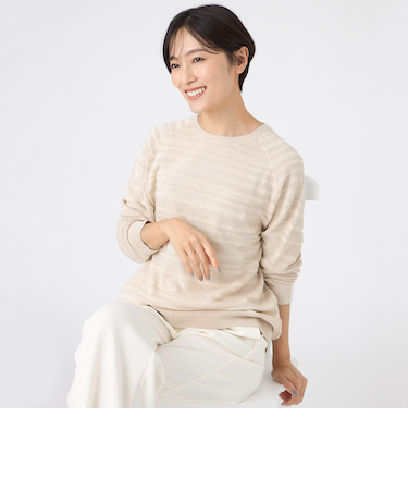 【カタログ掲載】【ウォッシャブル】モールボーダーニットプルオーバー