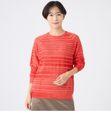 【カタログ掲載】【ウォッシャブル】モールボーダーニットプルオーバー