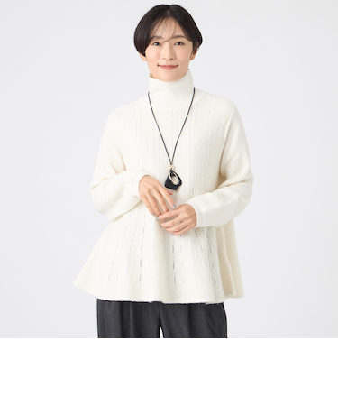 【カタログ掲載】【ウォッシャブル】ブライトミックスペプラムニットプルオーバー