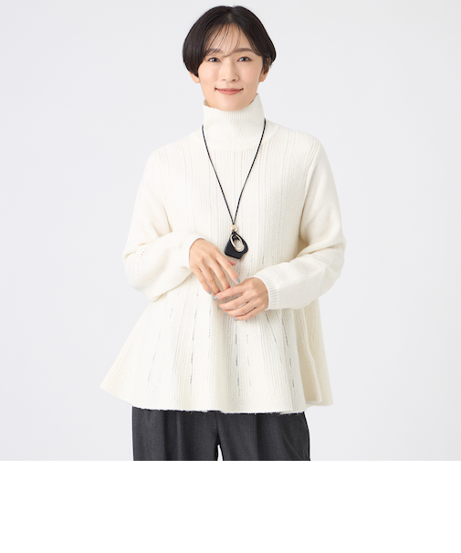 【カタログ掲載】【ウォッシャブル】ブライトミックスペプラムニットプルオーバー